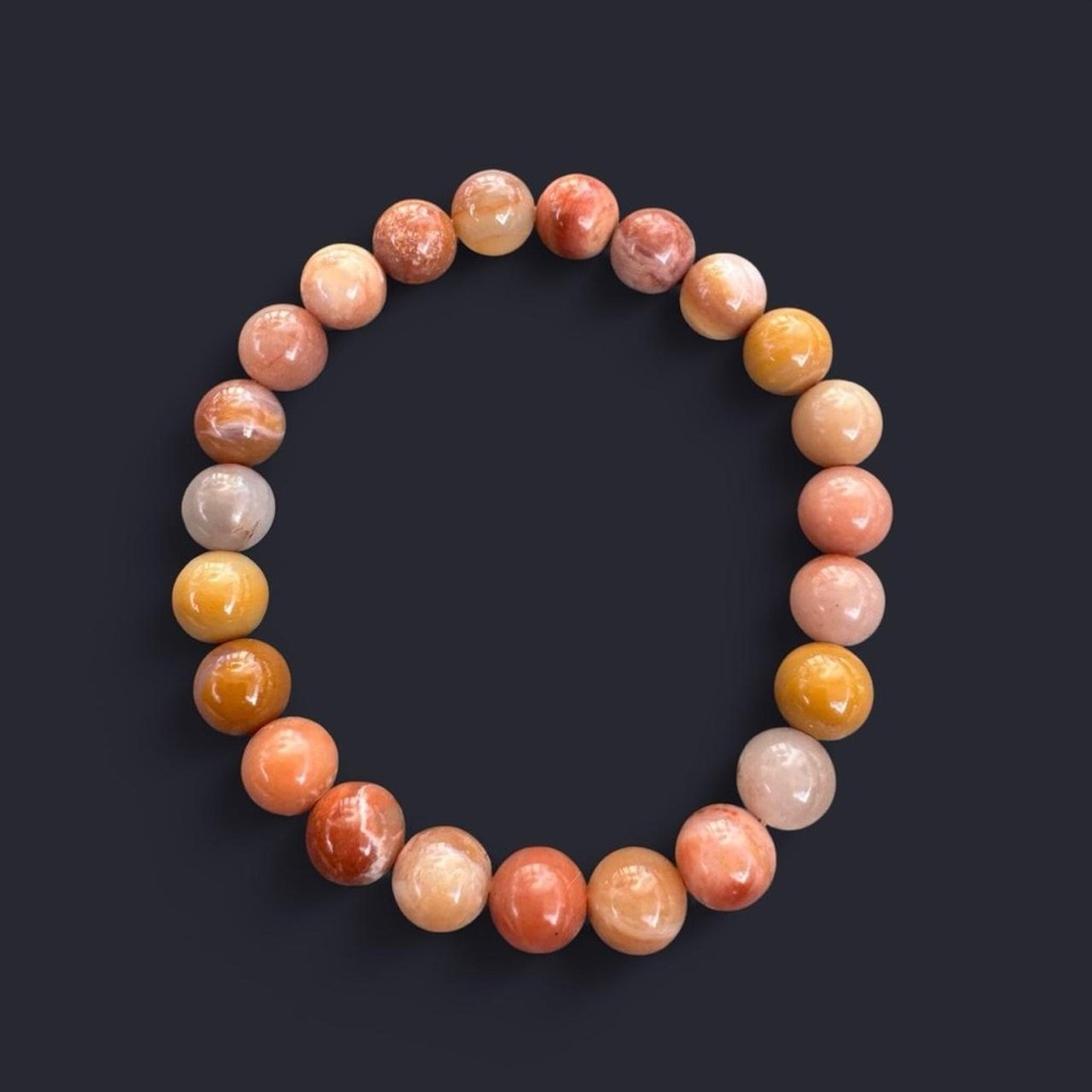 Petrified Wood Agate Gemstone Bead Bracelet 8mm